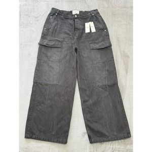 Ami Relaxed Cargo Jeans Mens 36x31 Black Button Fly Wide-Leg Baggy $545 New NWT